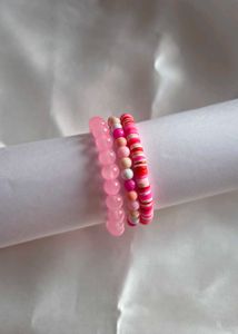 Chic Stackable Beaded Bracelets - Pink & Red Tones