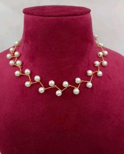 Real Pearl Choker Neck Chain Gold Plated