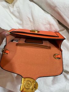 Coach Orange Leather Chain Bag