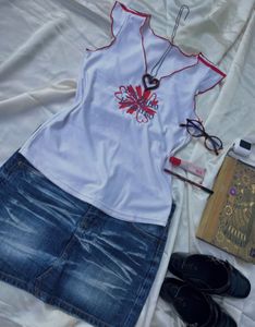Cute White Top With Red Trim