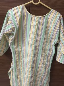 Striped Embroidered Kurti