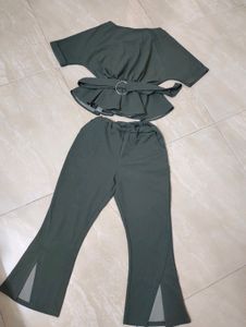 Olive Green Co-ord Set With Belt