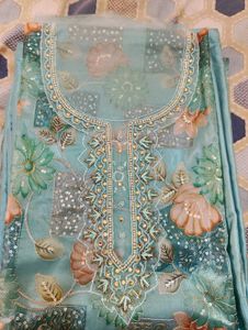 Designer Teal Embroidered Kurti Set