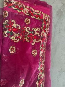 Embroidered Magenta Saree