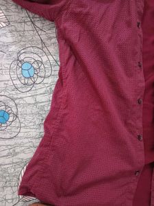 Burgundy Patterned Dress Shirt