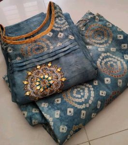Embellished Teal Kurta XXL