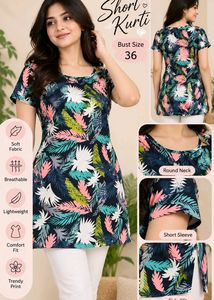 Stylish Short Kurti with Tropical Print