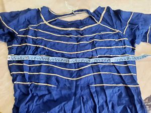 Royal Blue Kurta with Silver Stripe