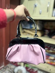 Pink &amp; Black Floral Handbag