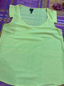 Light Yellow Sleeveless Sheer Top