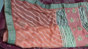 Designer Saree With Stitched Blouse (Size L 40)