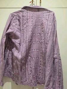Embroidered Lavender Button-Up Shirt