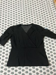Pinstripe Wrap formal top