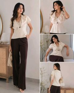 Elegant Cream Peplum Top
