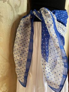 Blue White Polka Dot Scarf