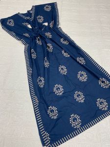 Navy Blue Kurta Set with Cream Pants