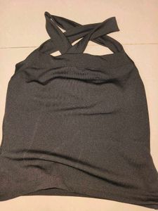 Elegant Black Criss-Cross Crop Top | Slim Fit Styl