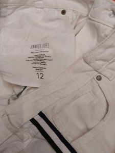 White Distressed Jeans with Side Stripes