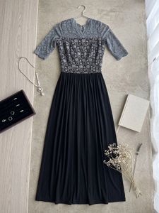 Elegant Floral Lace Black Dress