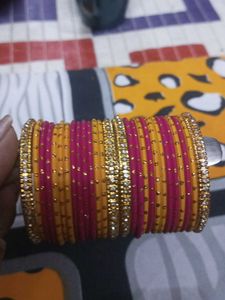 Pink & Yellow Bangle Set