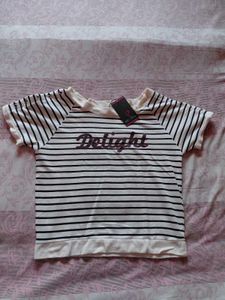 Striped T-Shirt with "Delight" Print