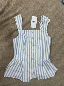 Savana Striped Peplum Tank Top - XS