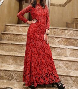 Elegant Red Lace Maxi Dress