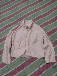 Classic Pink Striped Cropped Shirt