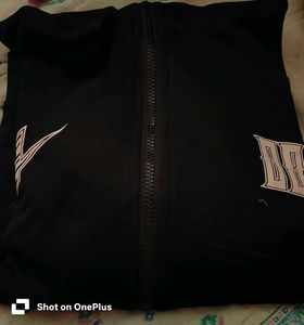 Men's Black Zip-Up Hoodie with Graphic Detail