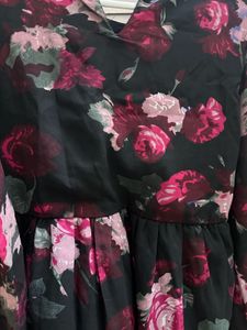 Floral Print Cold Shoulder Dress
