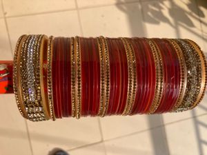 Red &amp; Gold Bridal Chura Set