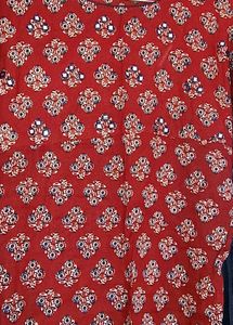 Beautiful Red Printed Kurta with side tie-ups