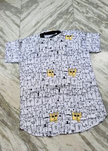 Funky Cat Print Men's Shirt