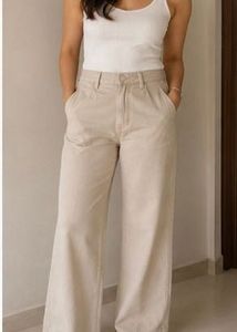 H&M High Waist Trouser/Jeans - (khaki)