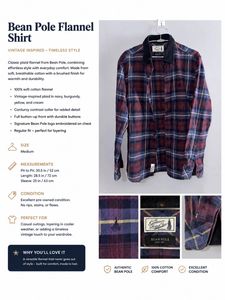 Bean Pole Colorblocked Plaid Fannel Shirt