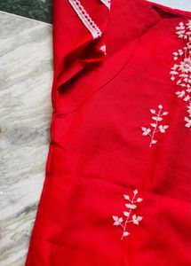 Red Embroidered Kurta Set