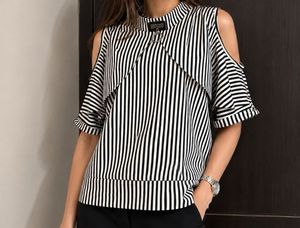 Chic Striped Cold Shoulder Top