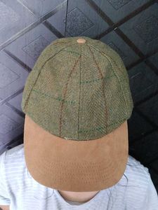 Tweed Baseball Cap with Suede Brim