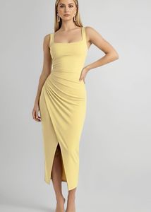 Elegant Ruched yellow Dress