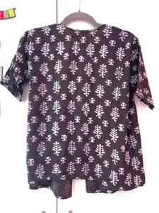 Handblock Print Brown Printed Wrap Top