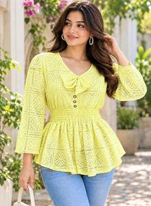 Chic Lemon Lace Peplum Top