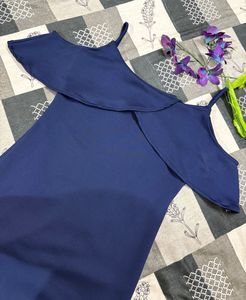 Navy Blue Cold Shoulder Dress
