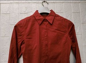 New with tag Korean Elegant Burgundy Button-Up Shi