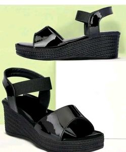 Black Wedge Sandals