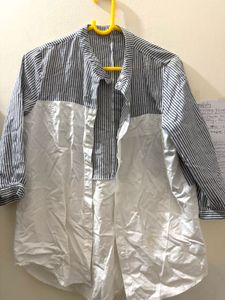 Striped & White Panel Shirt
