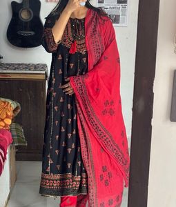 Black & Red Ethnic Kurta Set