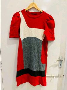 Beautiful Mini Winter Dress With Puff Sleeves