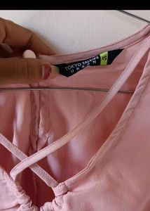 Chic Pink Criss-Cross V-Neck Top