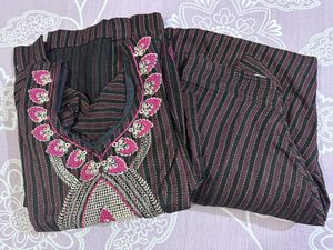 Embroided Brown Woolen Suit