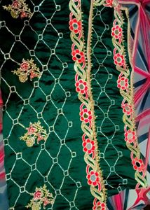 Embroidered Green Silk dupatta